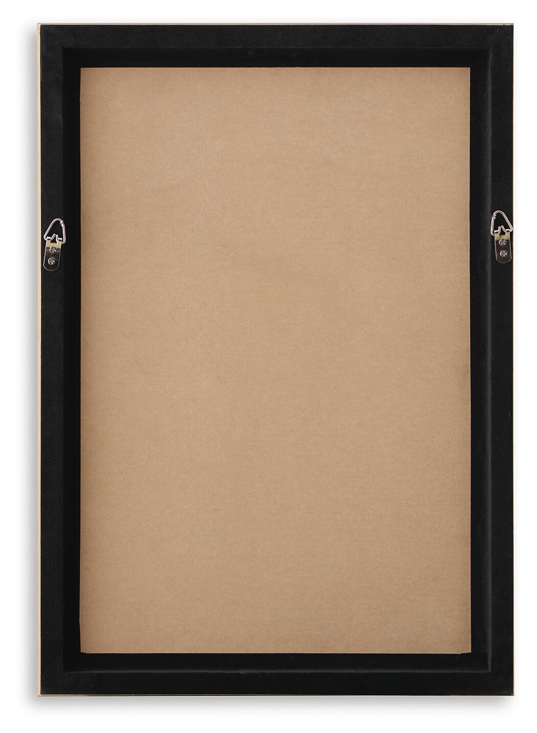Black framed wall art with blank beige backing