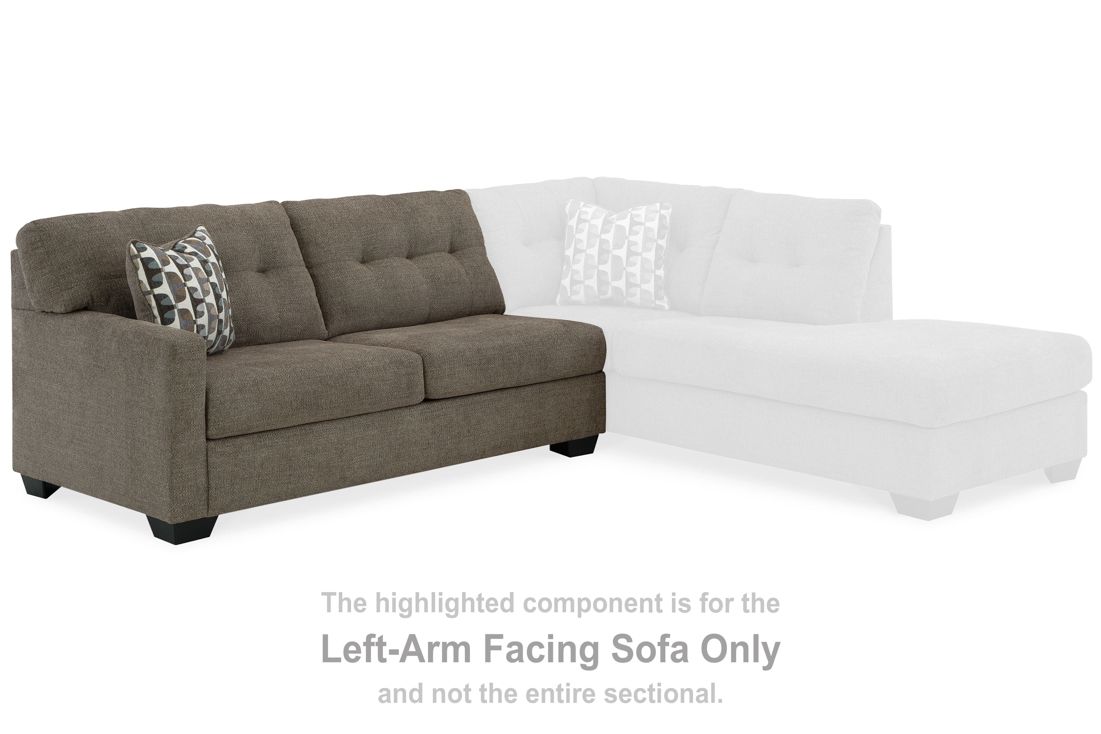 L-shaped sectional sofa with tufted backrest; left-arm facing section shown.
