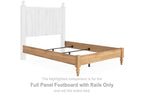 Warm brown wood full panel footboard with rails, bed frame view