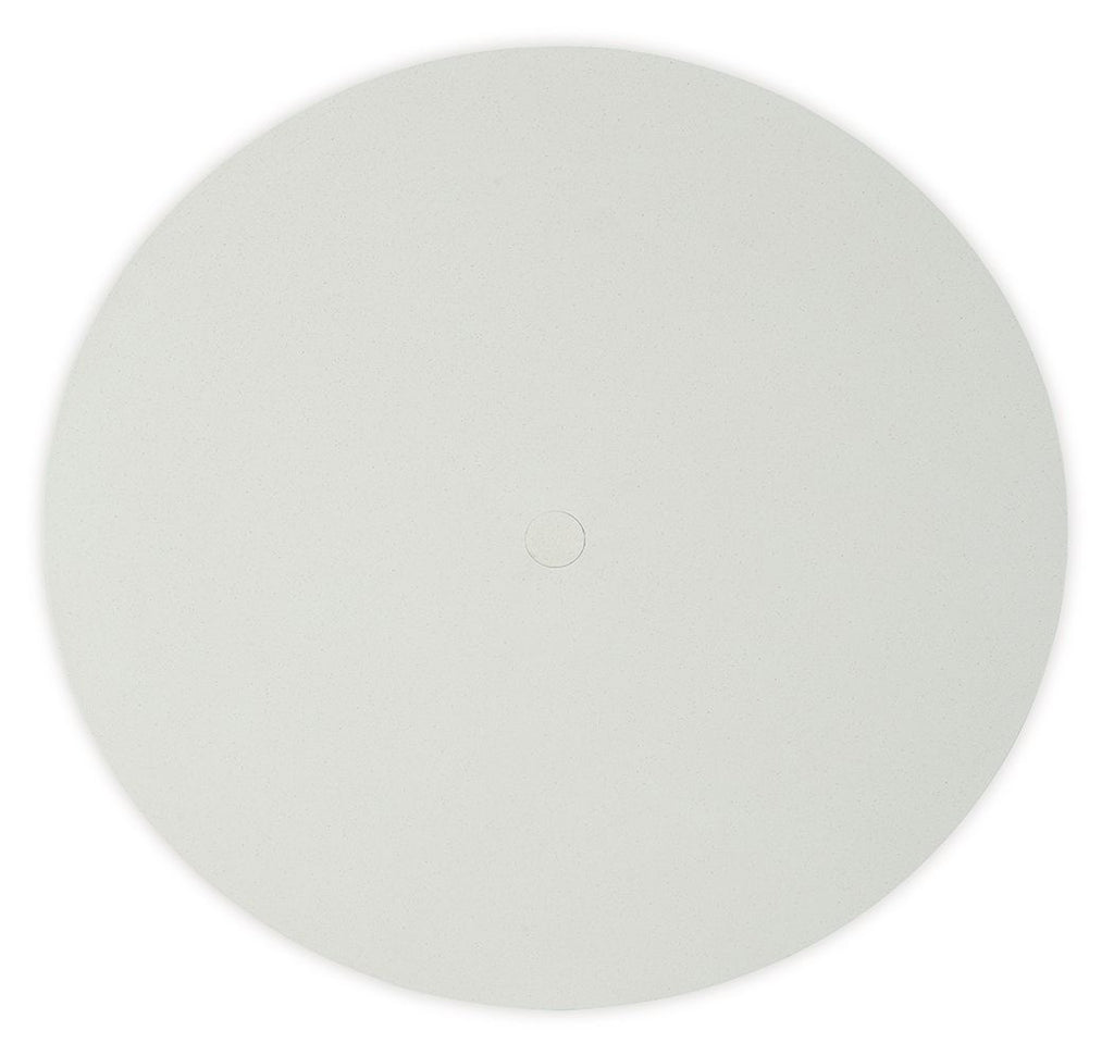 Light gray round tabletop with small mounting hole
