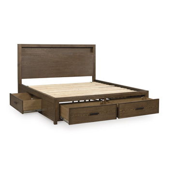 Ticanter - King/California King Storage Footboard With Roll Slats - Brown