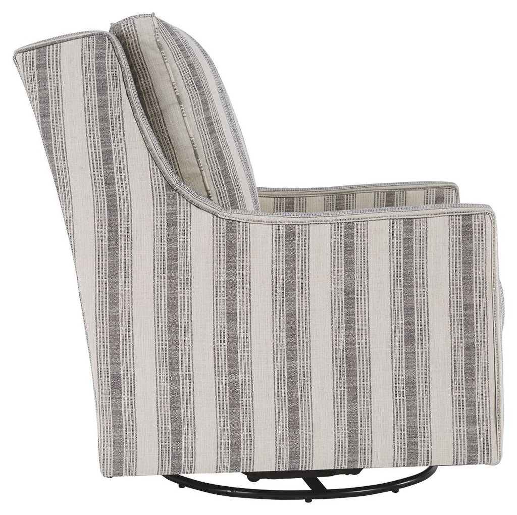 Kambria - Swivel Glider Accent Chair - Ivory / Black