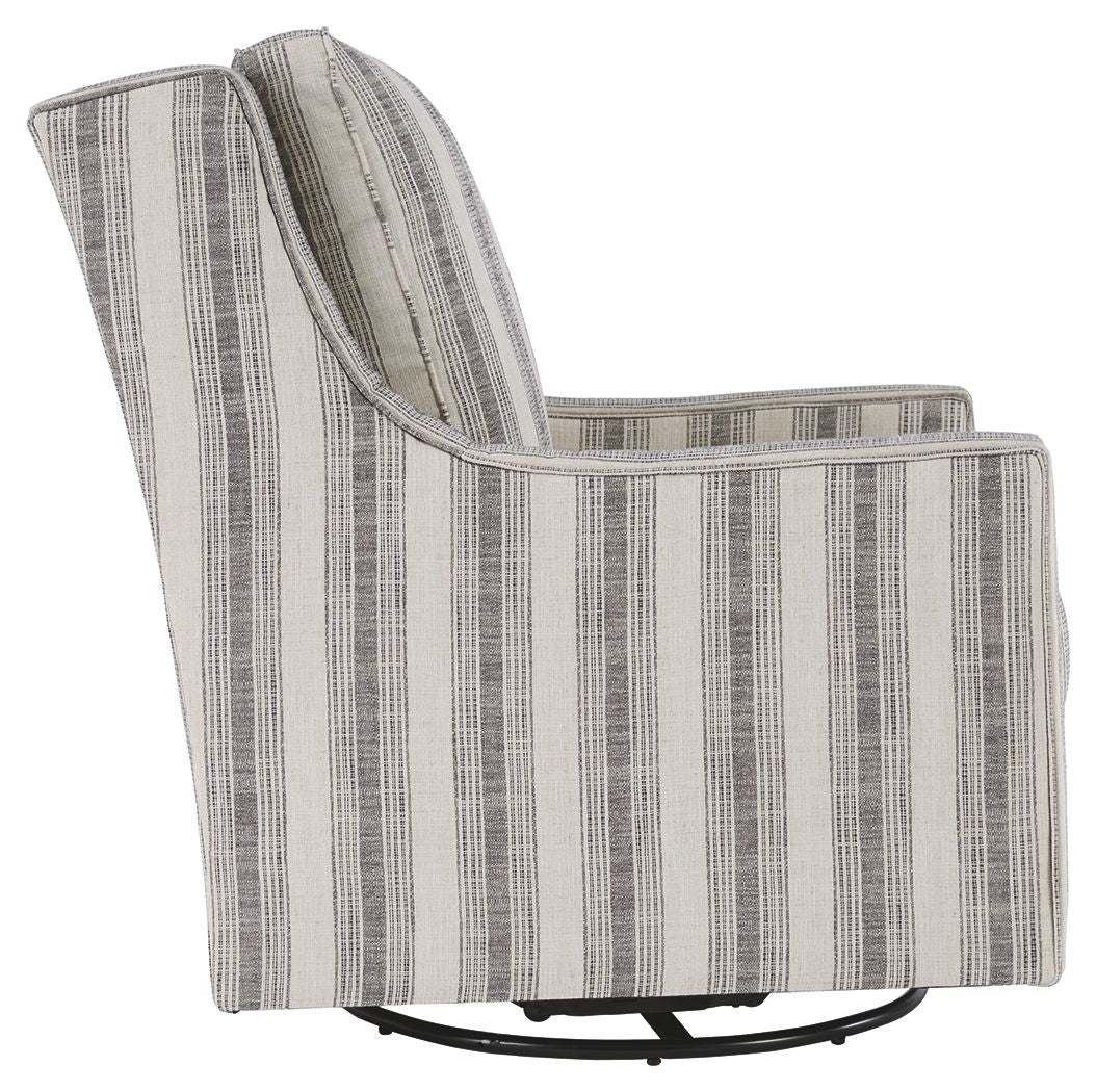 Kambria - Swivel Glider Accent Chair - Ivory / Black