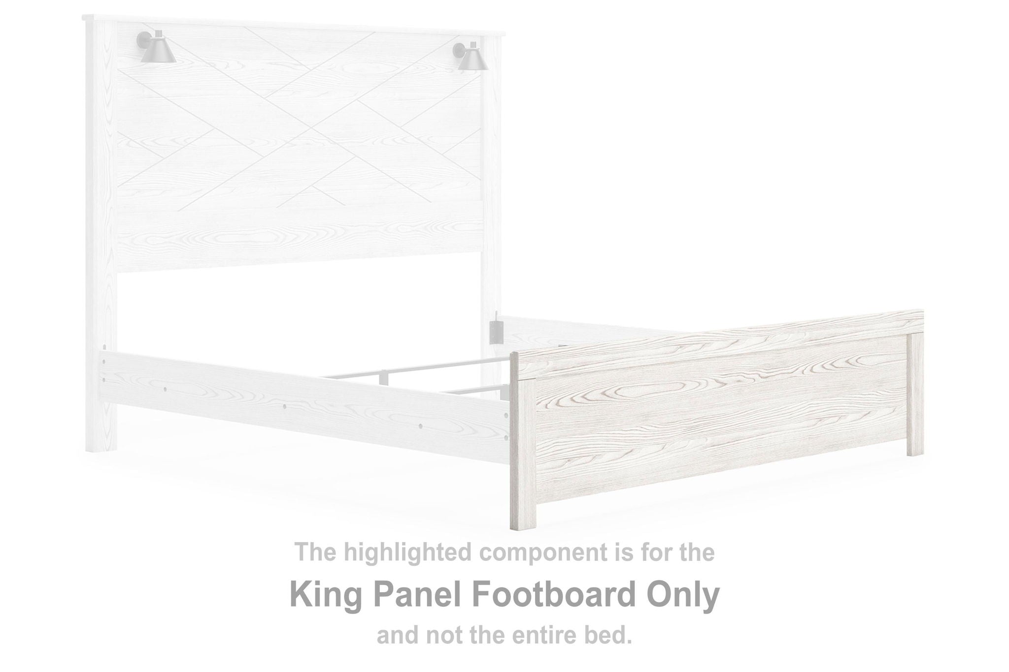 White king panel footboard with horizontal rail and vertical slats