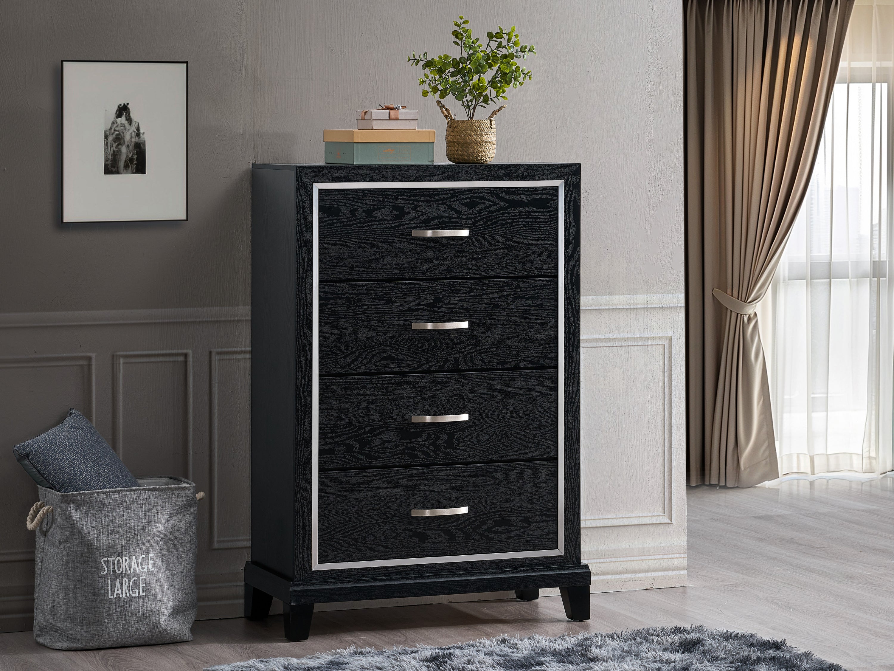 Livingston G02850-CH Black 4-Drawer Chest - Modern Storage