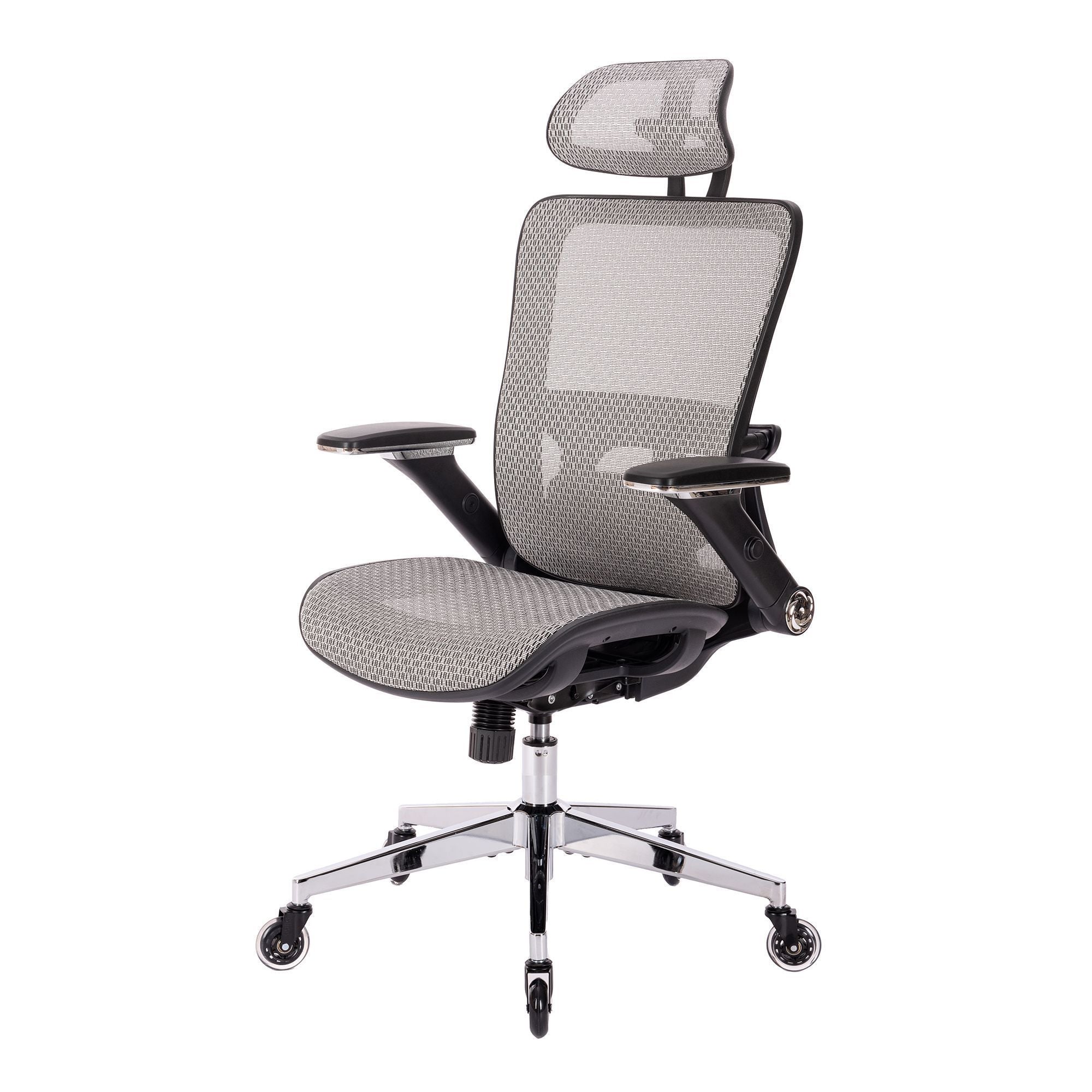 Ergonomic Mesh Office Chair w/ Headrest, Arms, Tilt, Lumbar- Gray