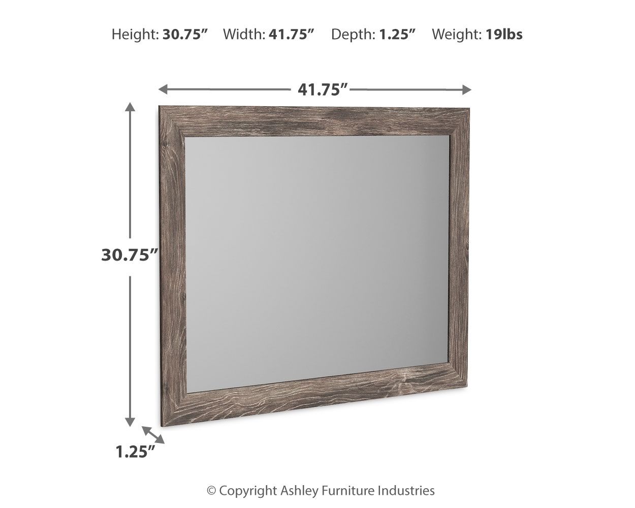 Ralinksi gray bedroom mirror frame with dimensions 30.75 in x 41.75 in