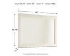 Rectangular whitewash bedroom mirror with thin frame, height-width diagram