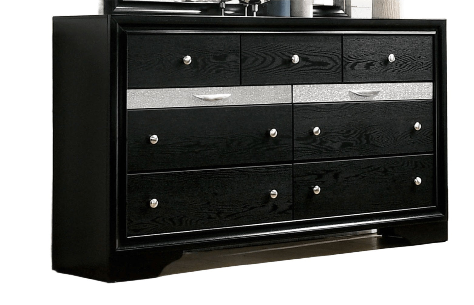 Black Contemporary Dresser with Hidden Jewelry Drawer