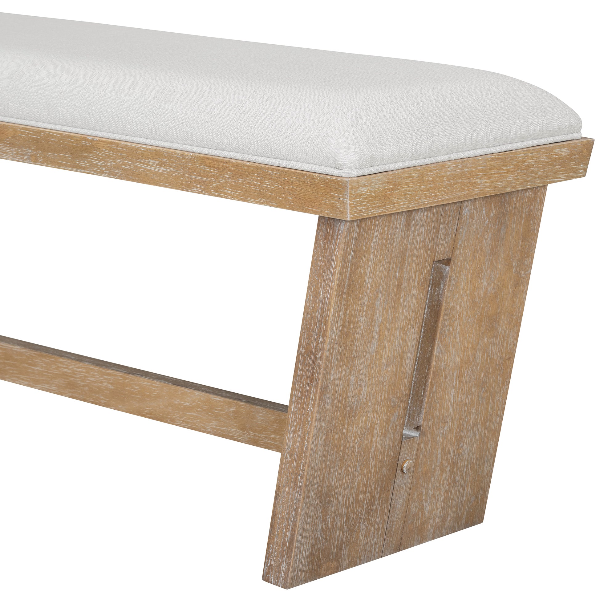 6-Pc Retro Dining Set w/ Bench - Natural Wood