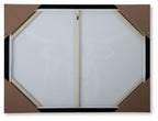 Framed wall art back panel with hanging hardware and white backing