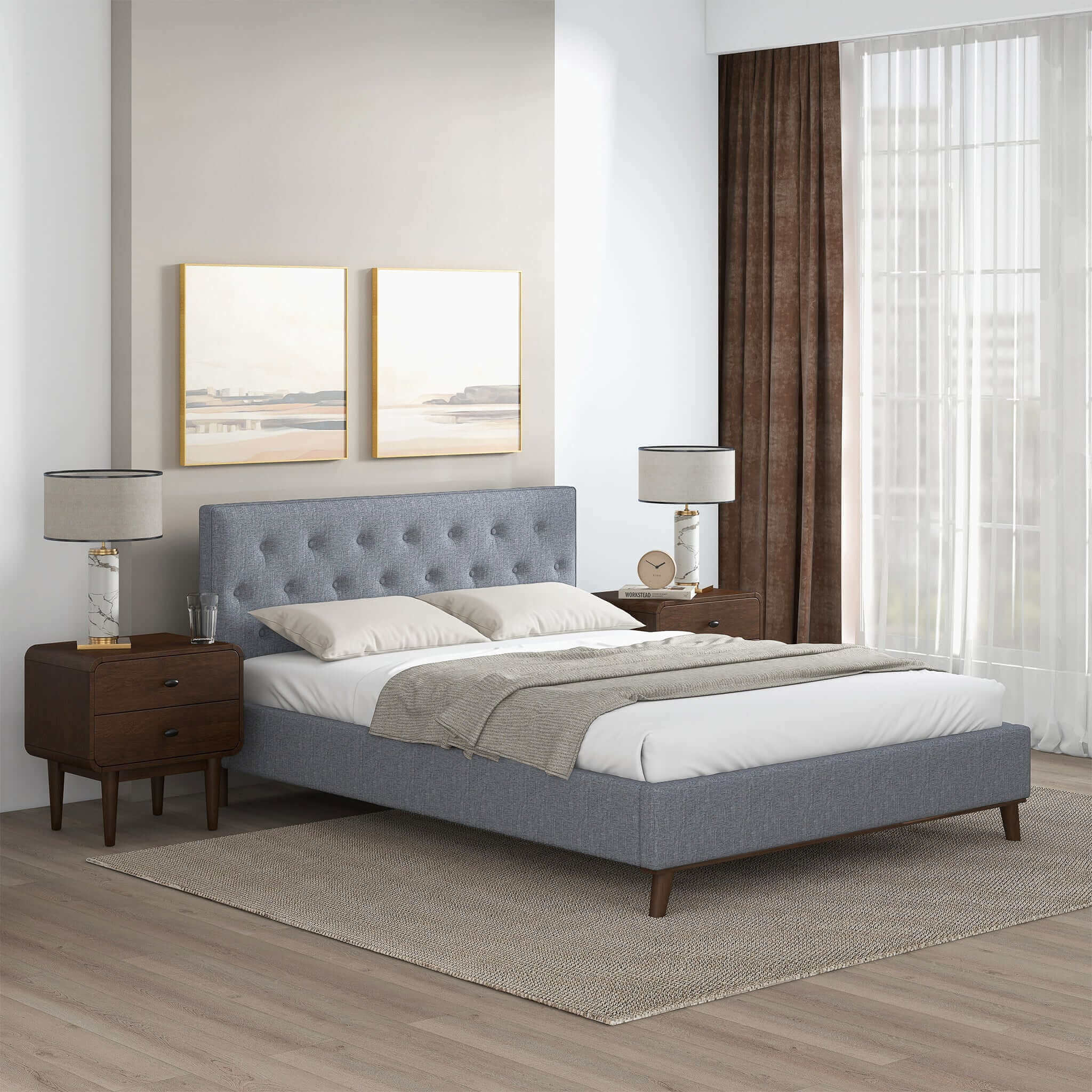 Graceville King Velvet Platform Bed - Luxurious Bedroom Furniture