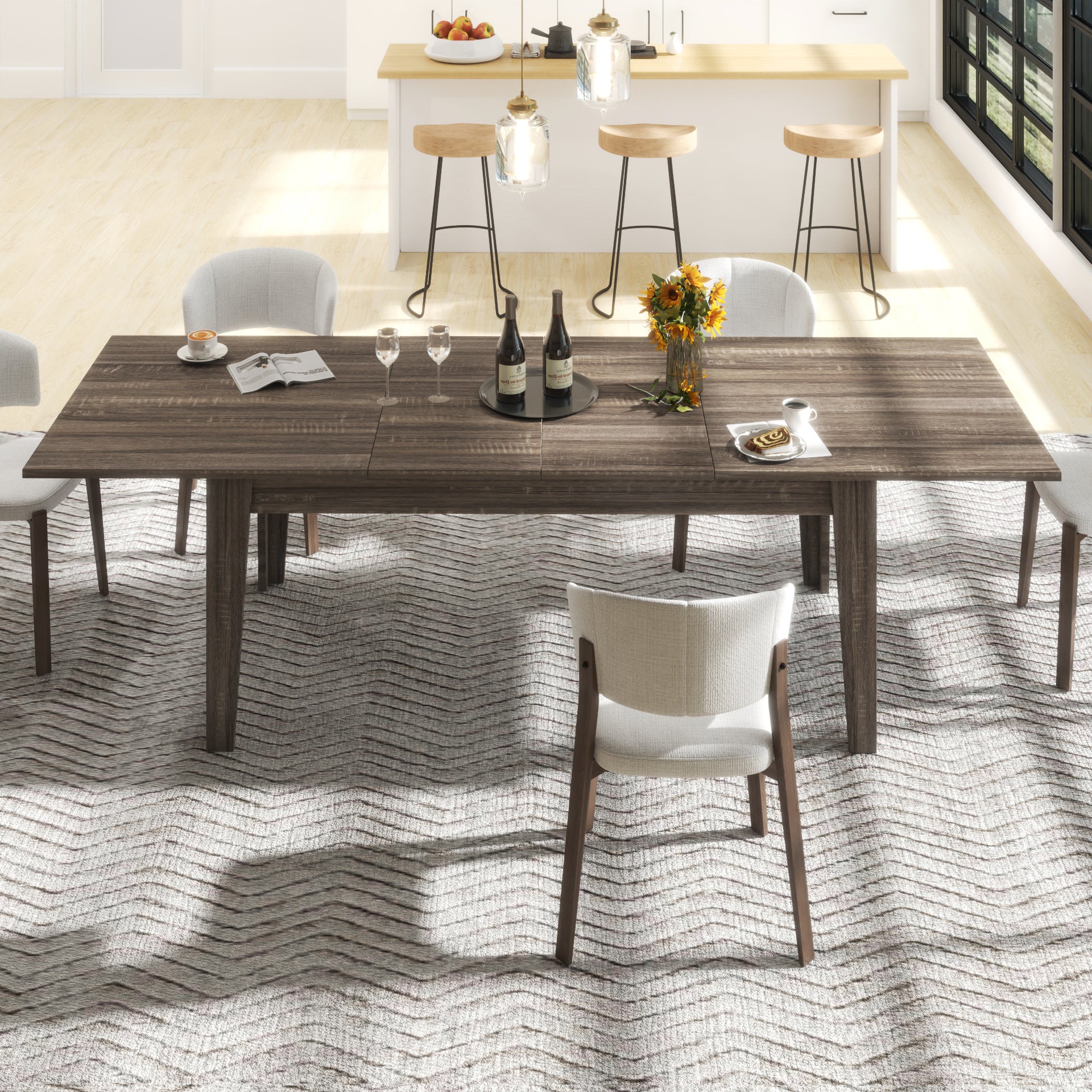 Large Extendable Dining Table - 106.3"