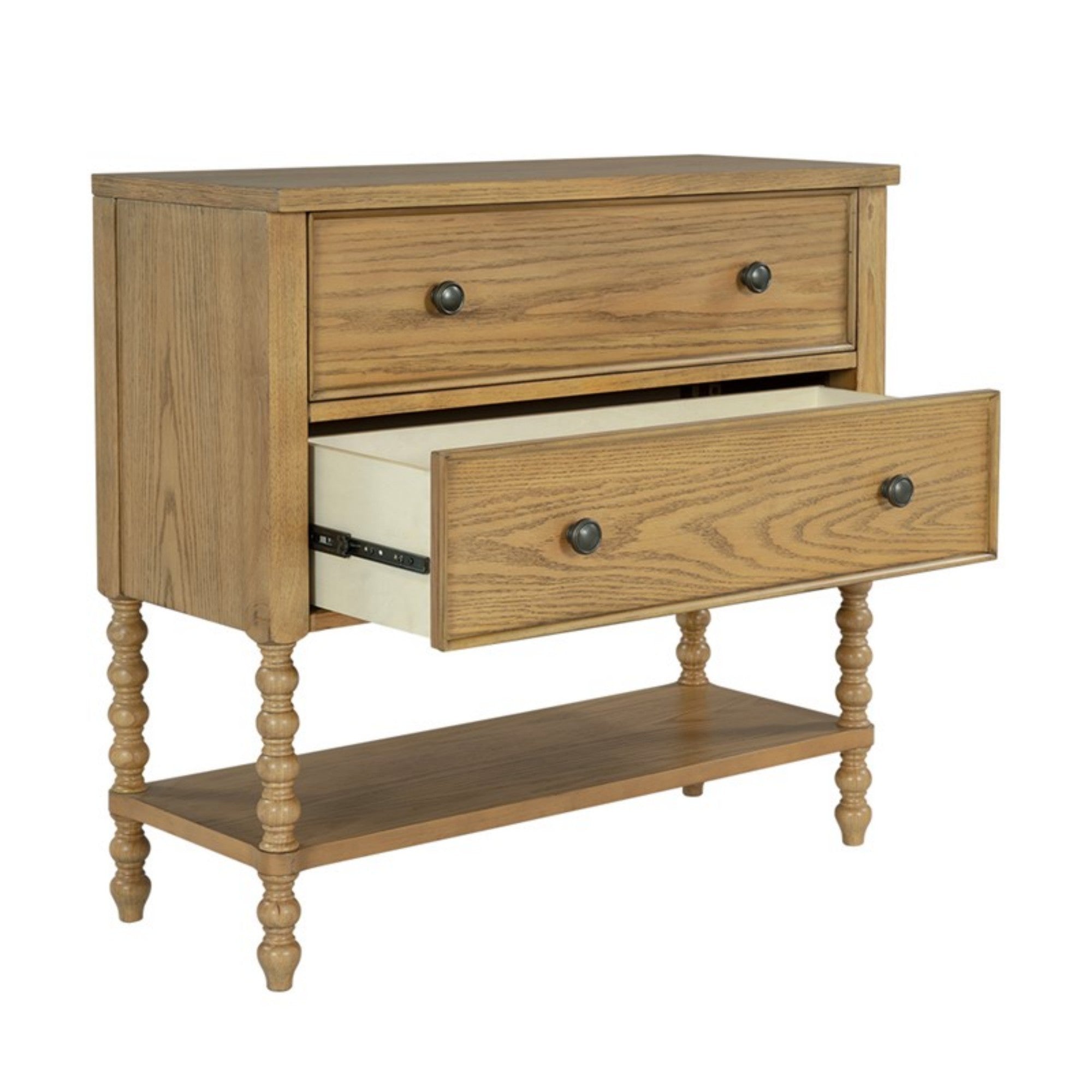 Traditional 2-Drawer Accent Chest - Camel Oak & Solid Wood