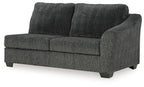 Biddeford Raf sofa in dark gray textured fabric, square arms and two back cushions