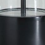 Black metal lamp base with central stem detail and glossy finish