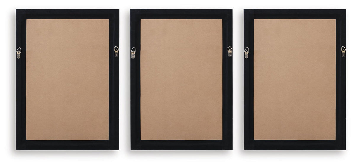 Blank framed wall art set of 3, black frames with plain backing panels