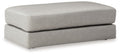 Amiata oversized accent ottoman in light gray fabric, cushioned rectangular design