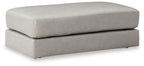 Amiata oversized accent ottoman in light gray fabric, cushioned rectangular design
