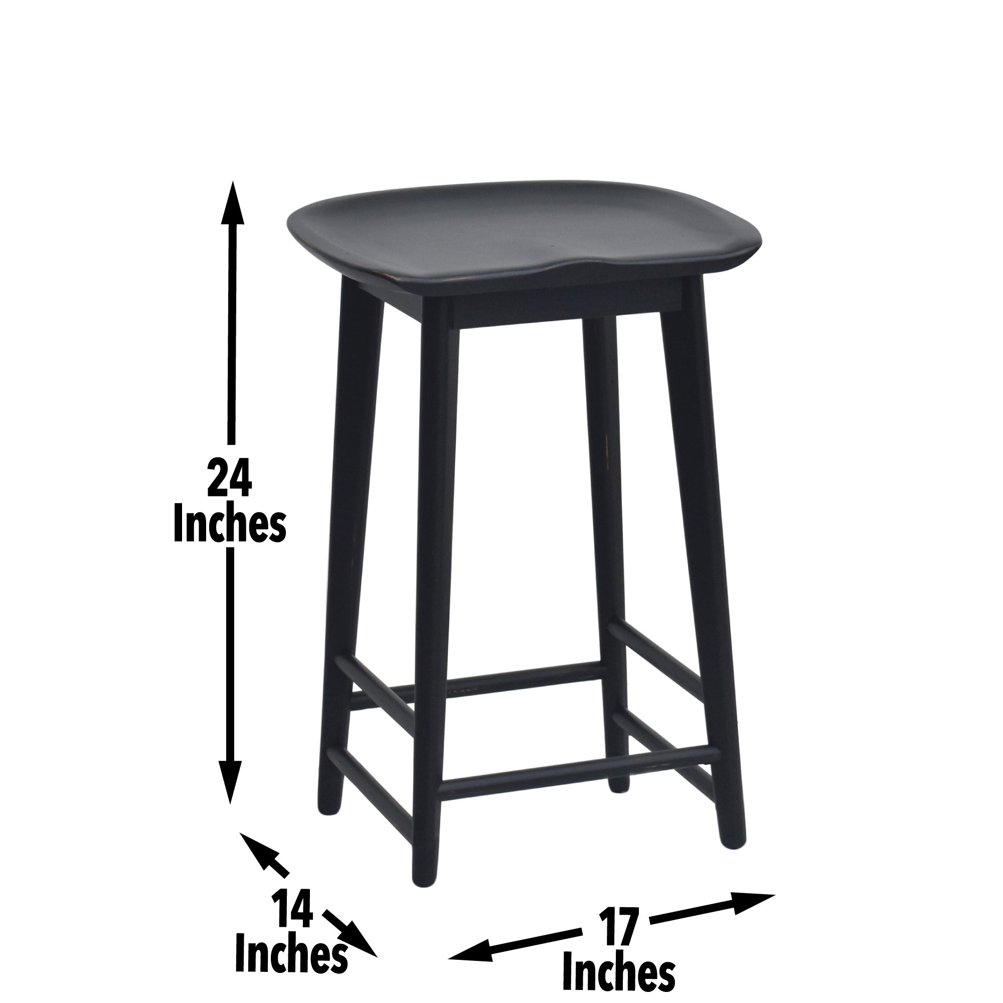Hilton Black Counter Stool - Modern Bar Height Seating