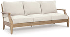 Carter Hall beige sofa with three seat cushions and three back cushions