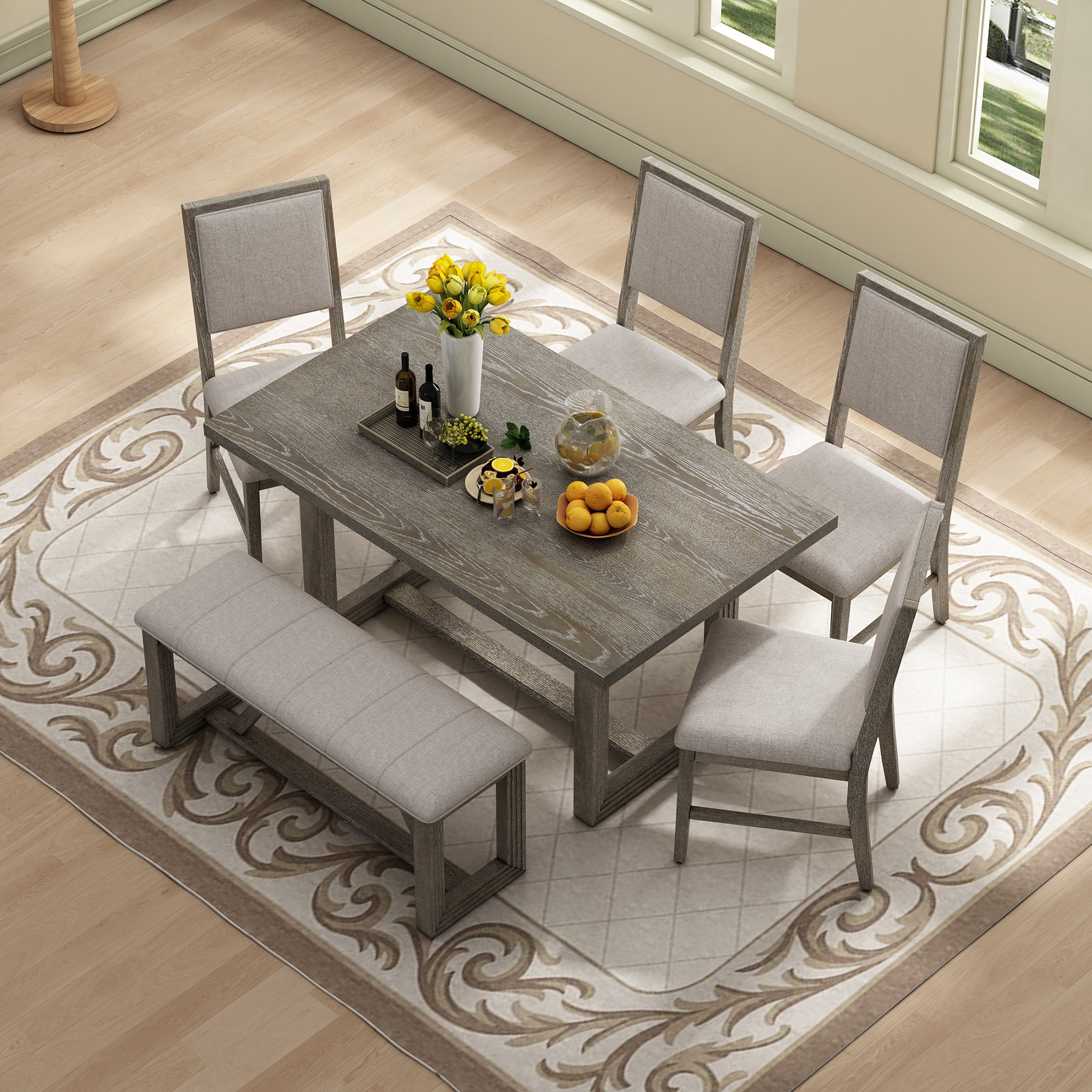 6-Pc Retro Dining Set Gray