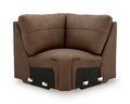 Wedge sofa chair in russet brown with curved back and corner armrests
