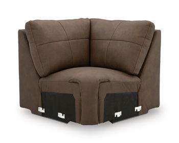 Wedge sofa chair in russet brown with curved back and corner armrests