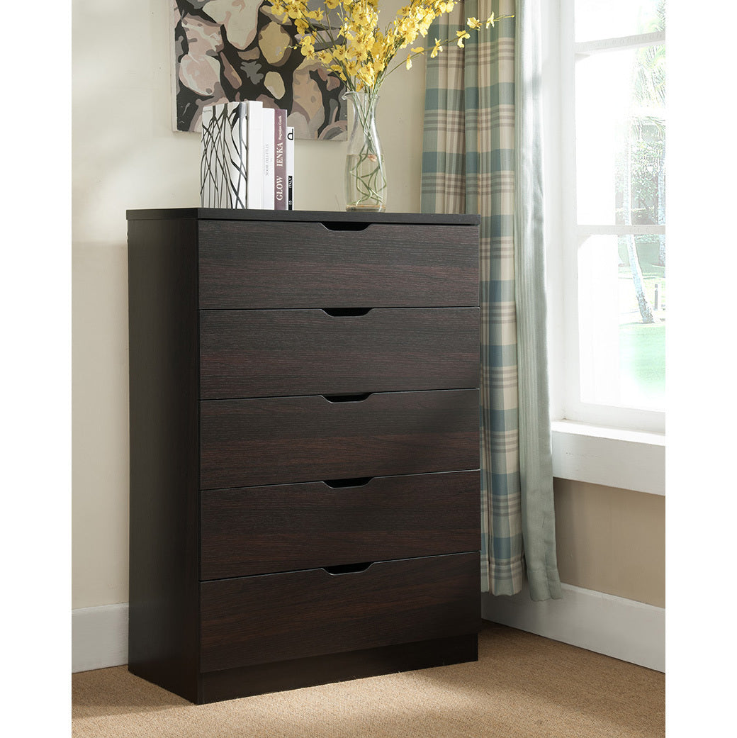 5 Drawer Chest, Red Cocoa Finish