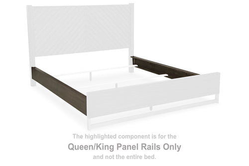 Grayish brown Queen/King panel rails, highlighted for installation
