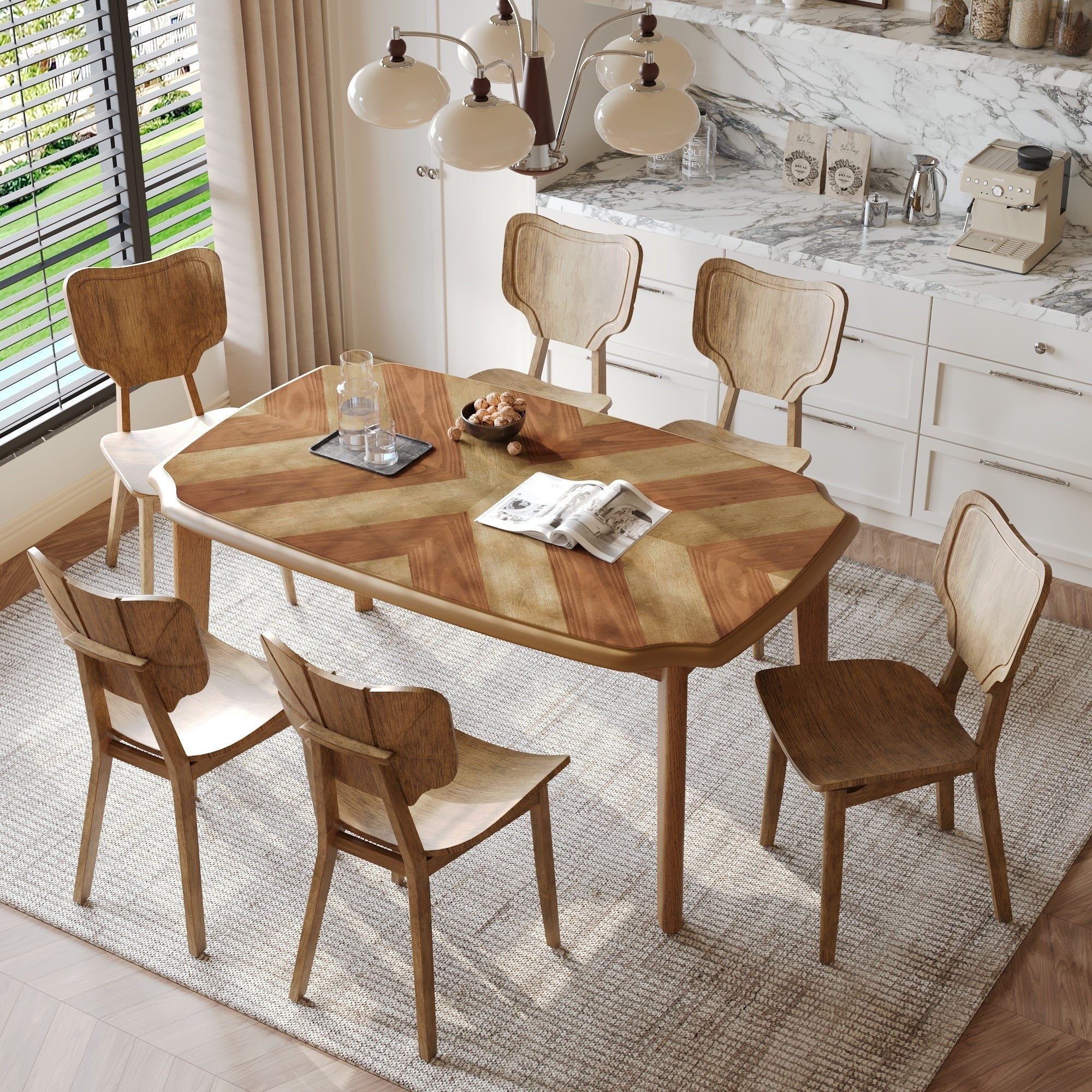 Vintage 7-Pc Dining Set, Brown