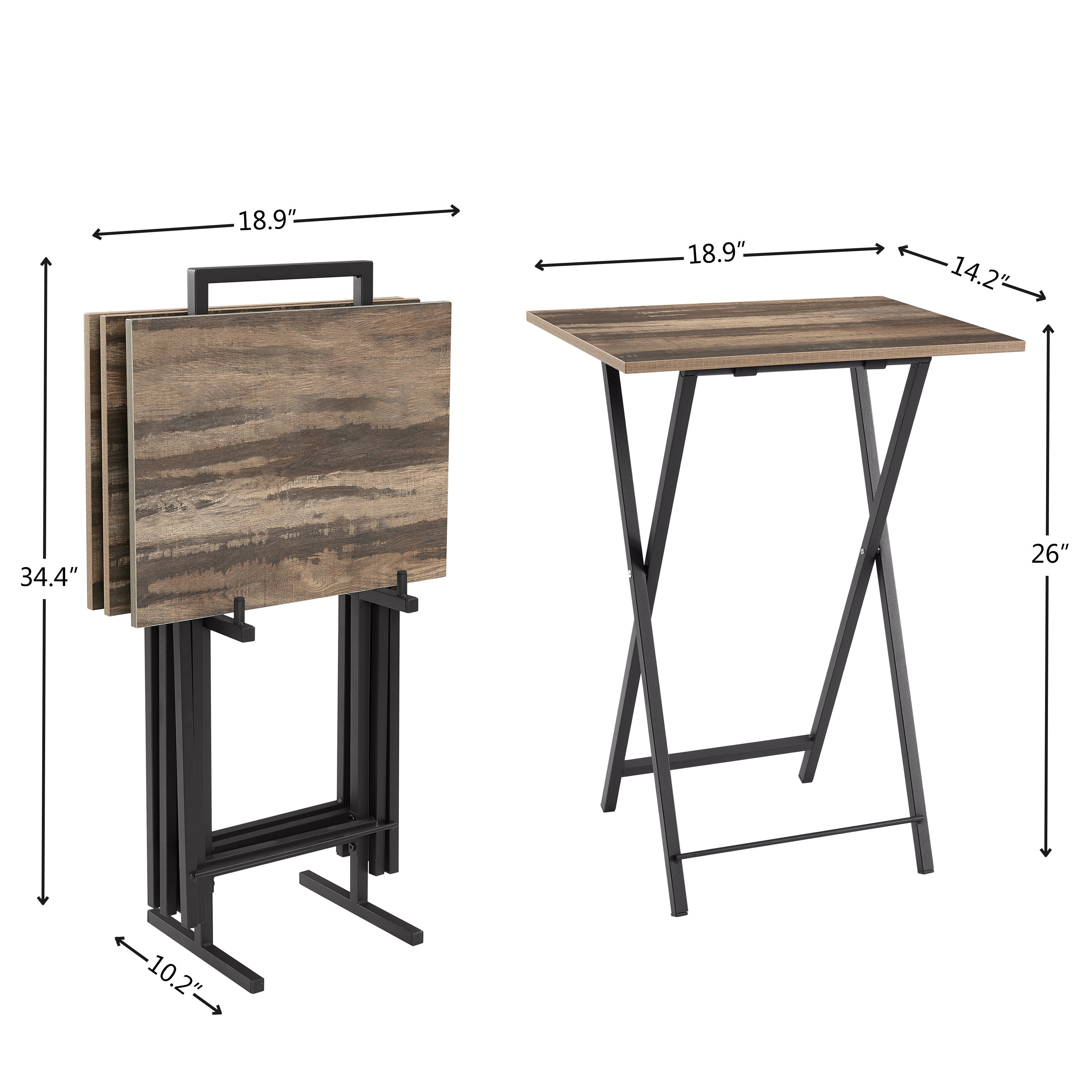 Folding TV Trays Set of 4 w/ Stand | Snack Table