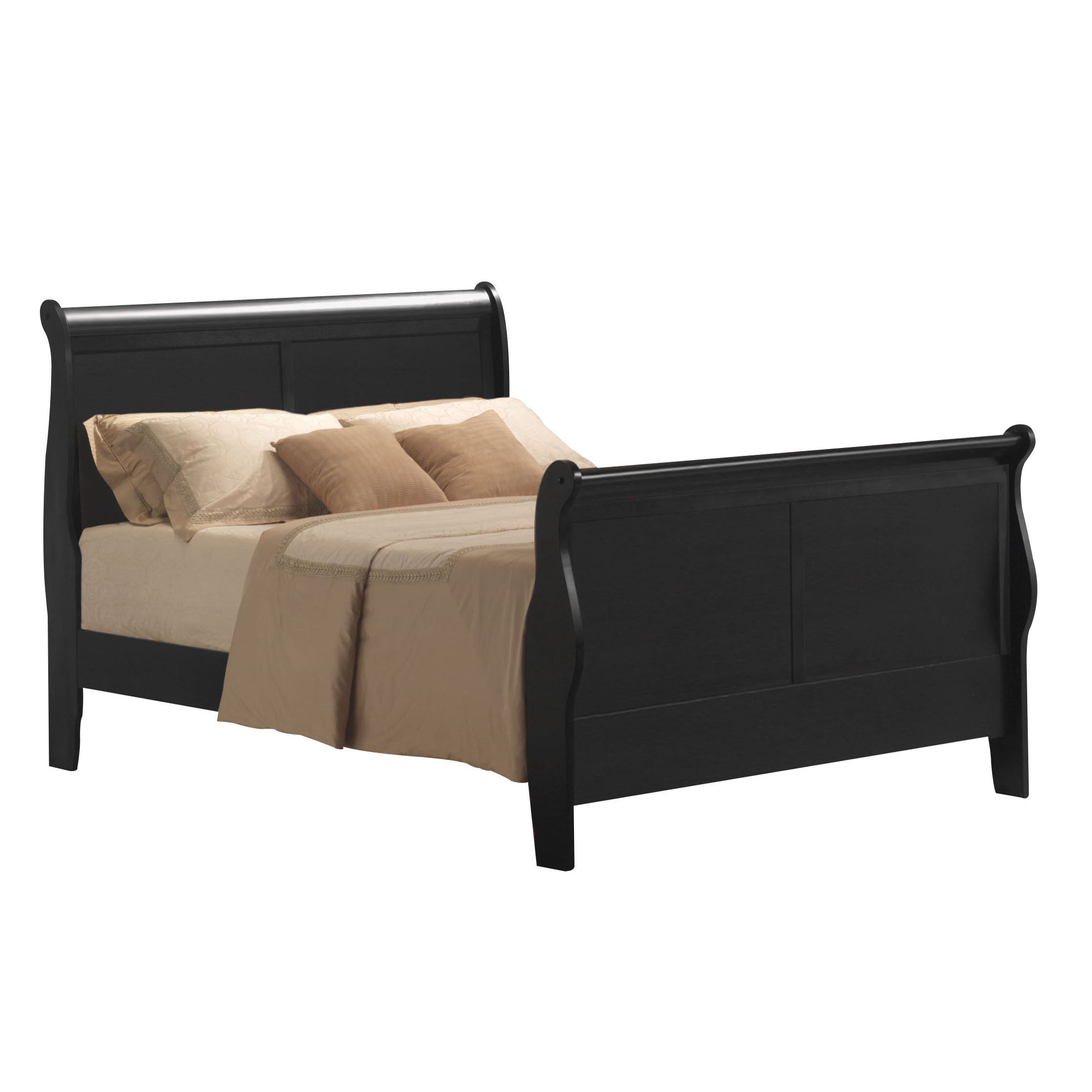 Black Queen Sleigh Bed: Elegant Modern Bedroom Furniture Style Upgrade