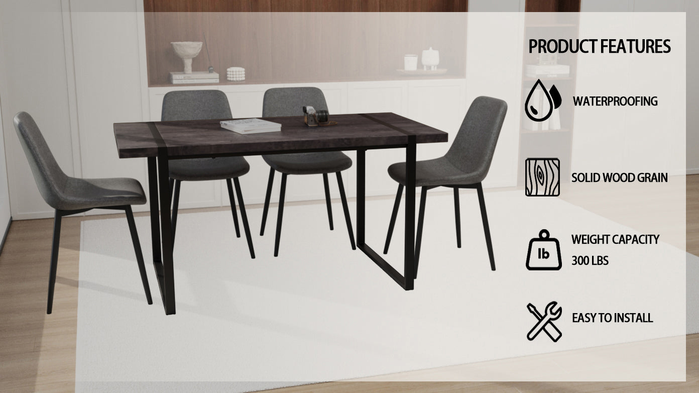 59" Black Dining Table Set w/ Chairs - 4 Pc Set