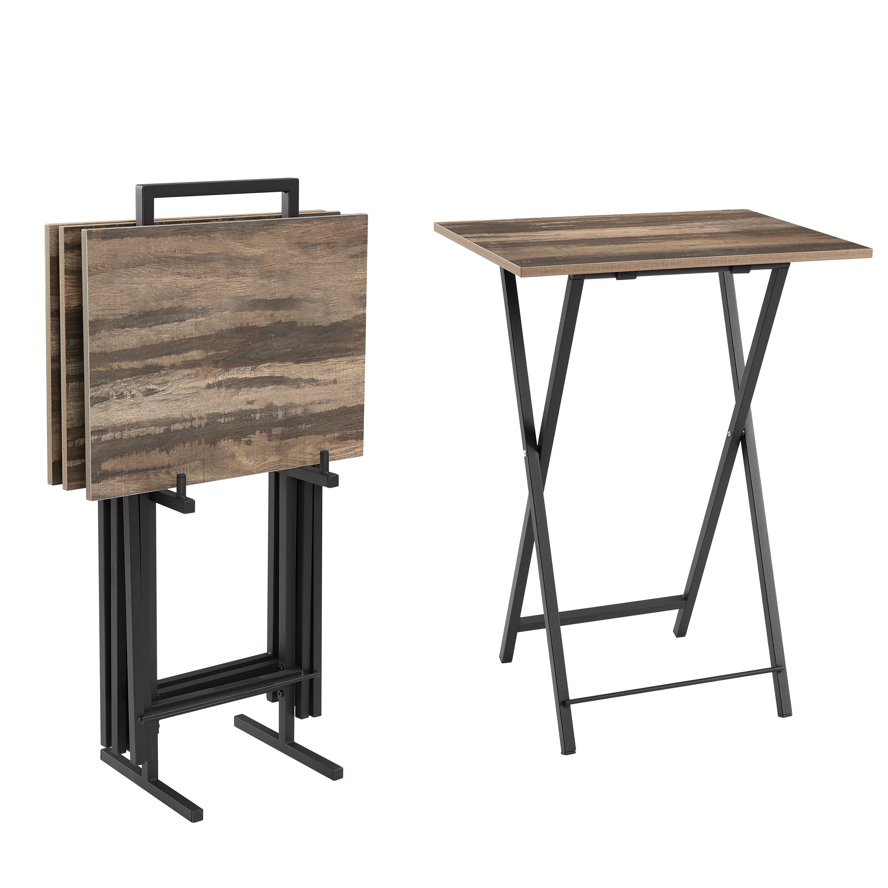 Folding TV Trays Set of 4 w/ Stand | Snack Table