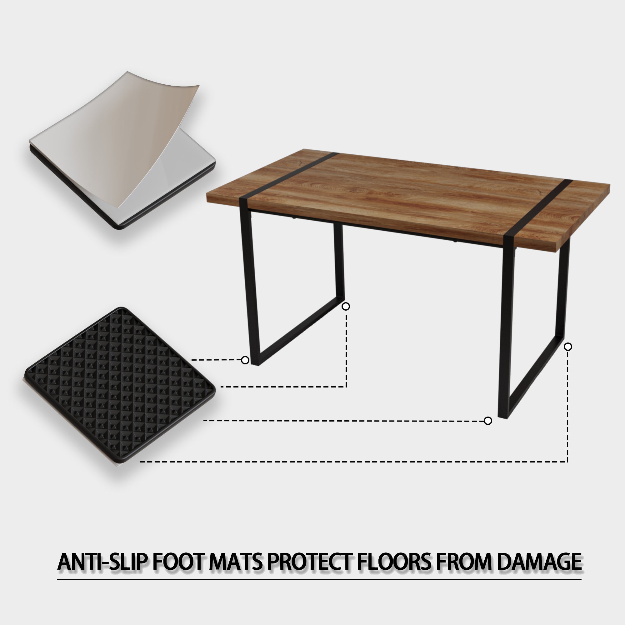 59" Rustic Industrial Dining Table Set for 4
