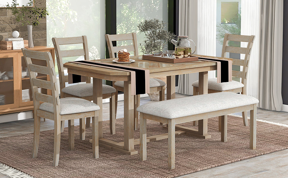 6-Piece Rubber Wood Dining Set