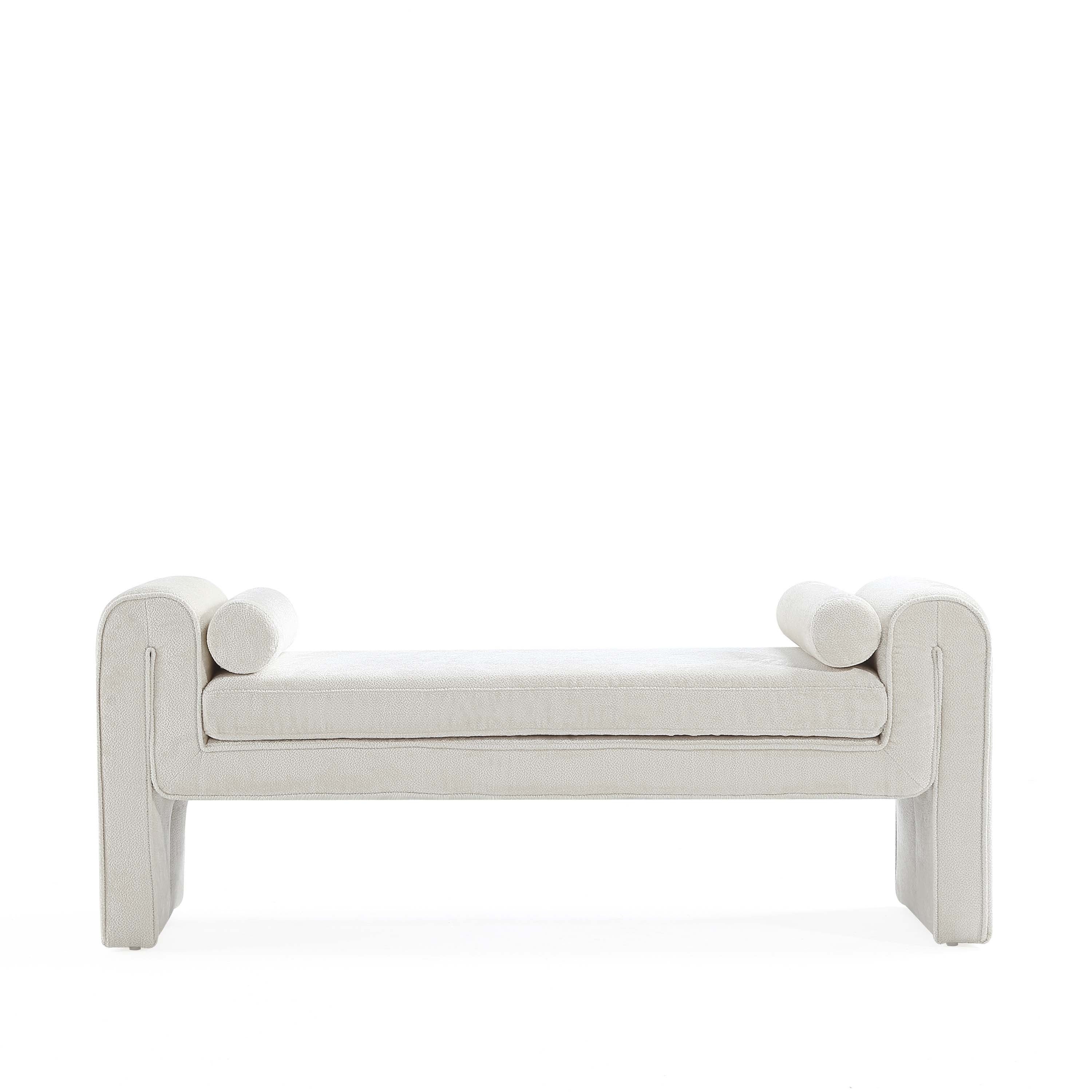 Concord Chenille Accent Bench in Ivory - Elegant Seating