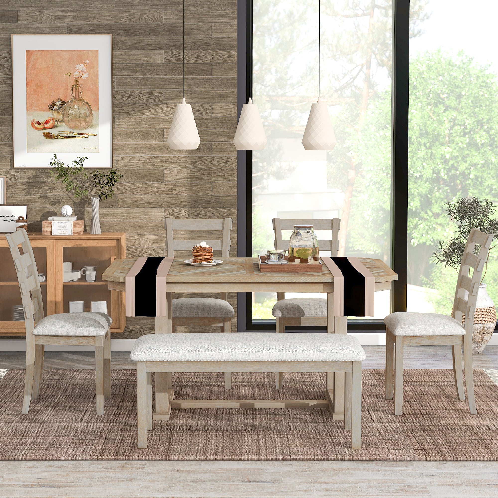 6-Piece Rubber Wood Dining Set