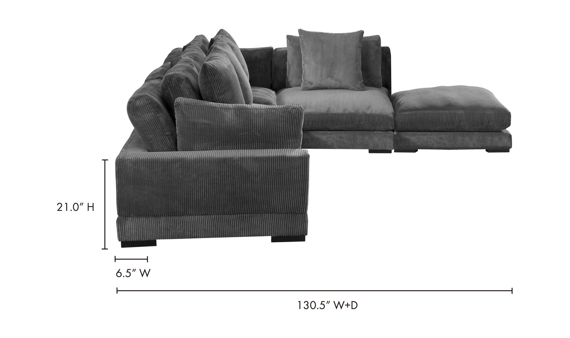 Charcoal Gray Corduroy Modular Sectional - Tumble Dream-Stationary Sectionals-American Furniture Outlet
