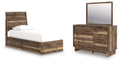 Panel bedroom set bed frame with panel headboard, dark brown wood finish