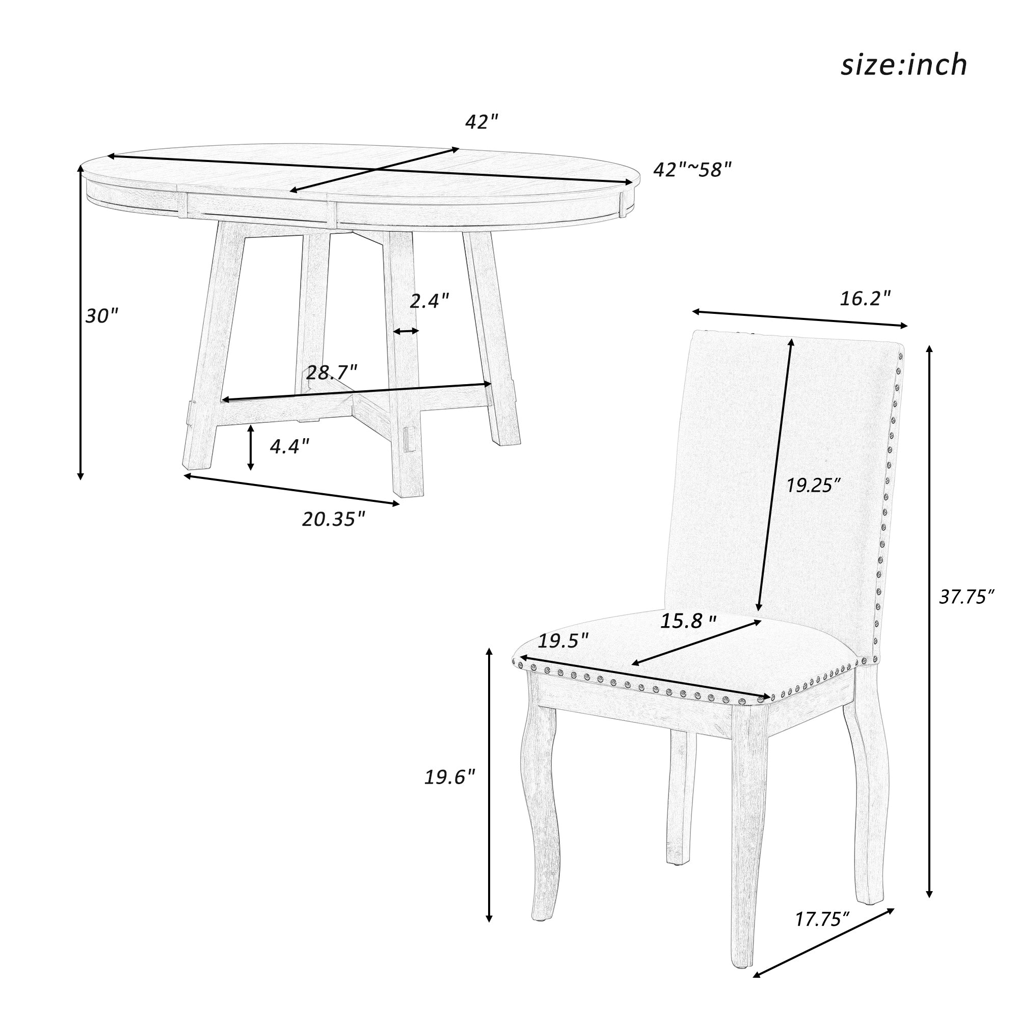 5-Pc Farmhouse Dining Set - Oak & White