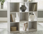 White cube organizer with open square compartments shelving unit