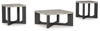 Two-tone gray occasional table set of 3, square tops with dark wood frames