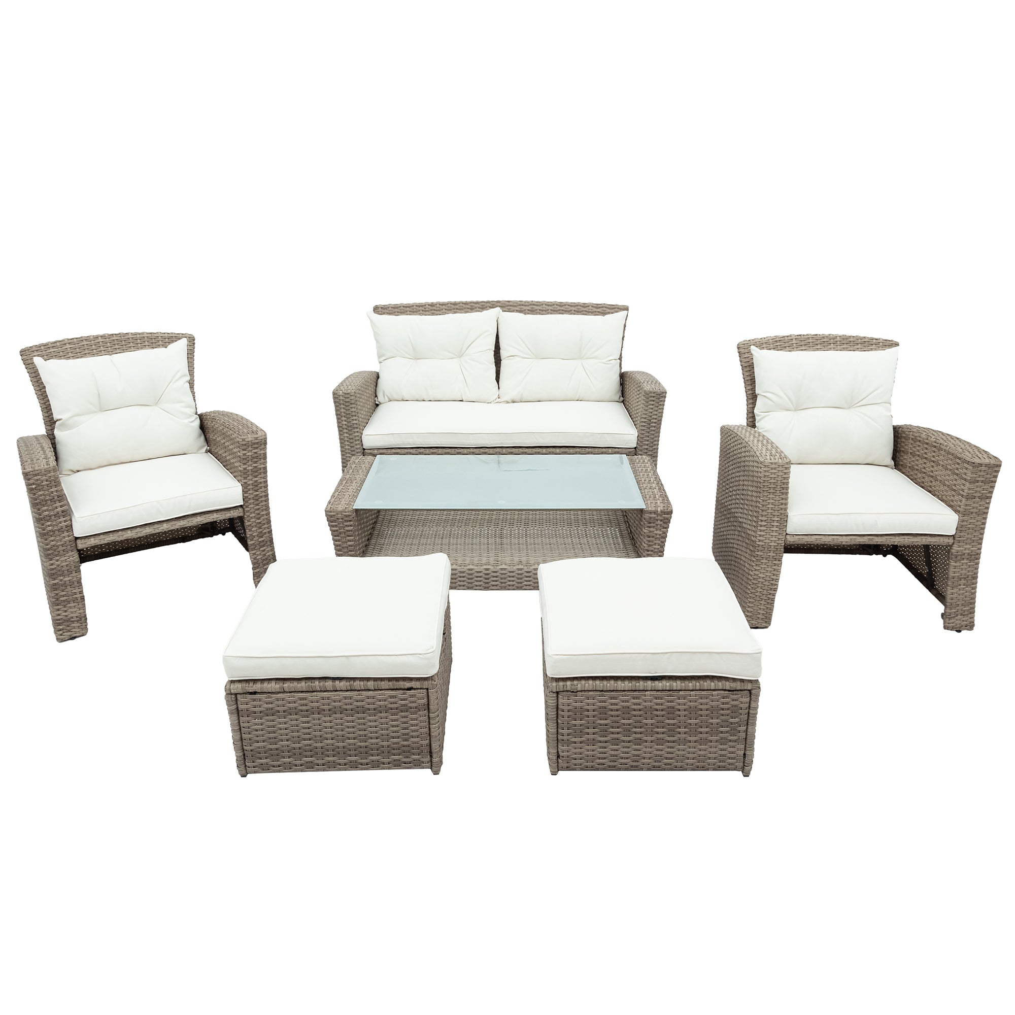 U-Style Patio Furniture Set: 4-Piece Outdoor Conversation Set with All-Weather Wicker Sectional Sofa, Ottoman, and Cushions | Perfect for Your Outdoor Space