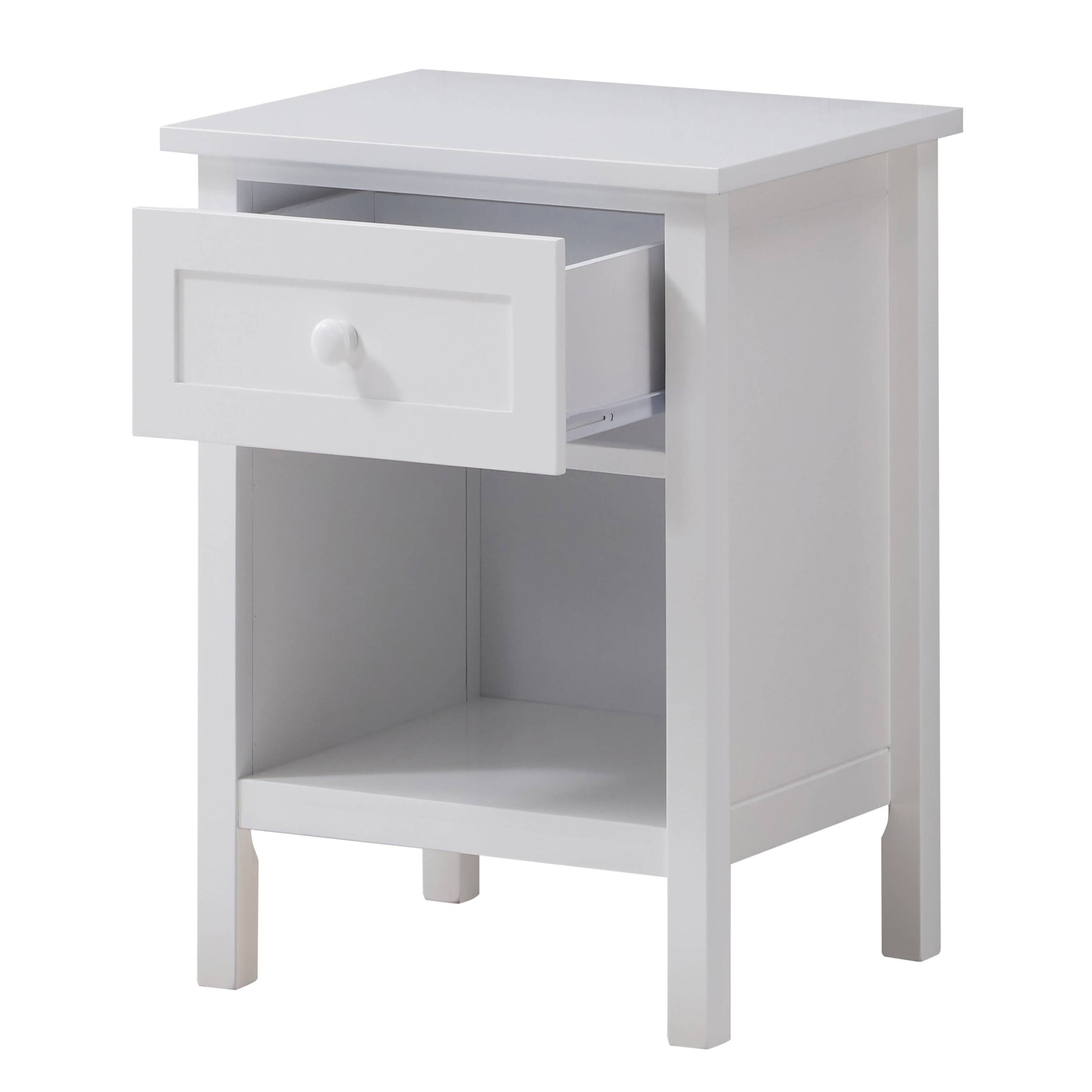 White Nightstand with Drawer
