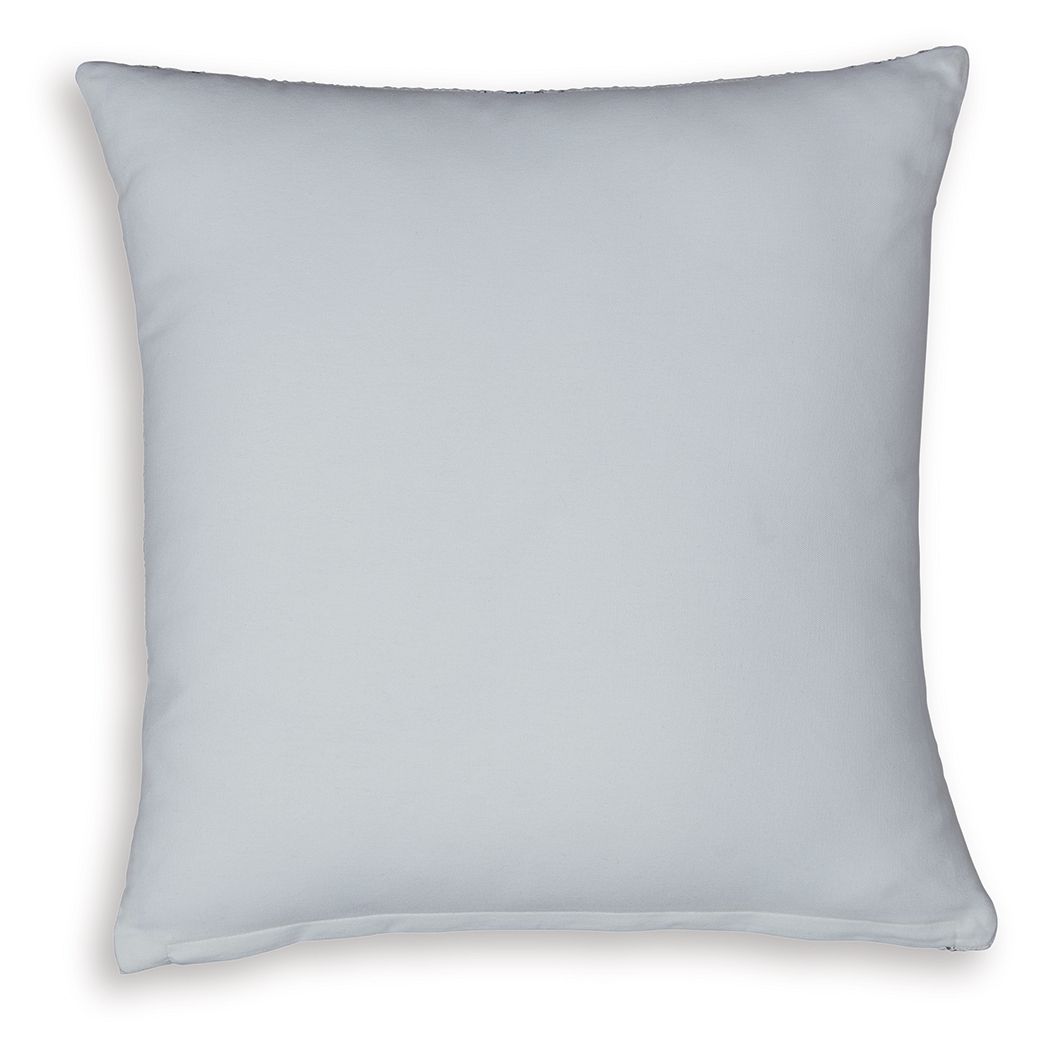 Solid light blue throw pillow with smooth fabric and stitched edges