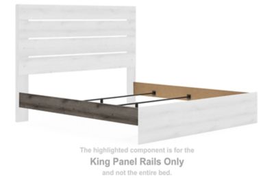 King panel rails, dark brown wood with light gray/white side panels