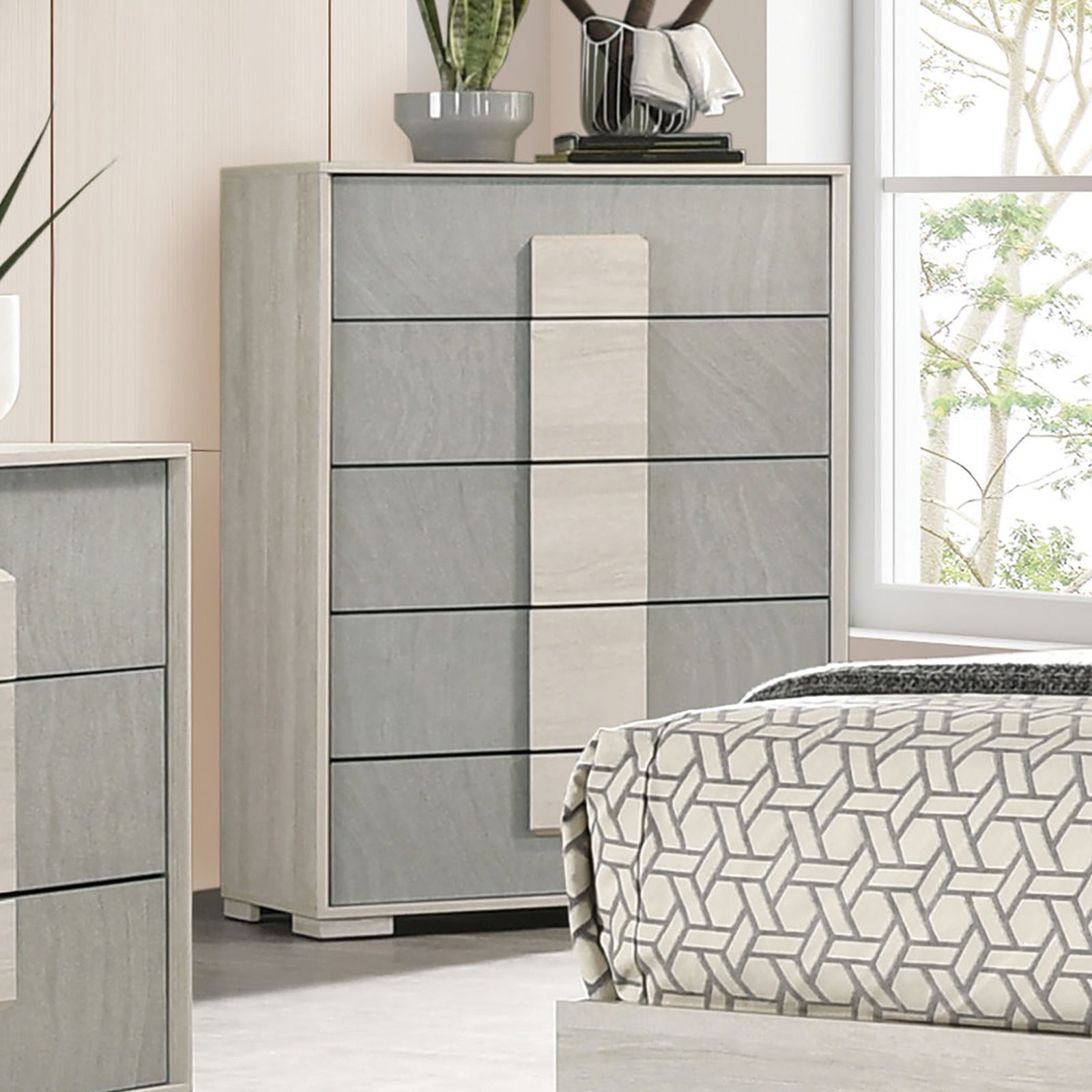 Contemporary Two-Tone French Dovetail Drawer Chest Bedroom