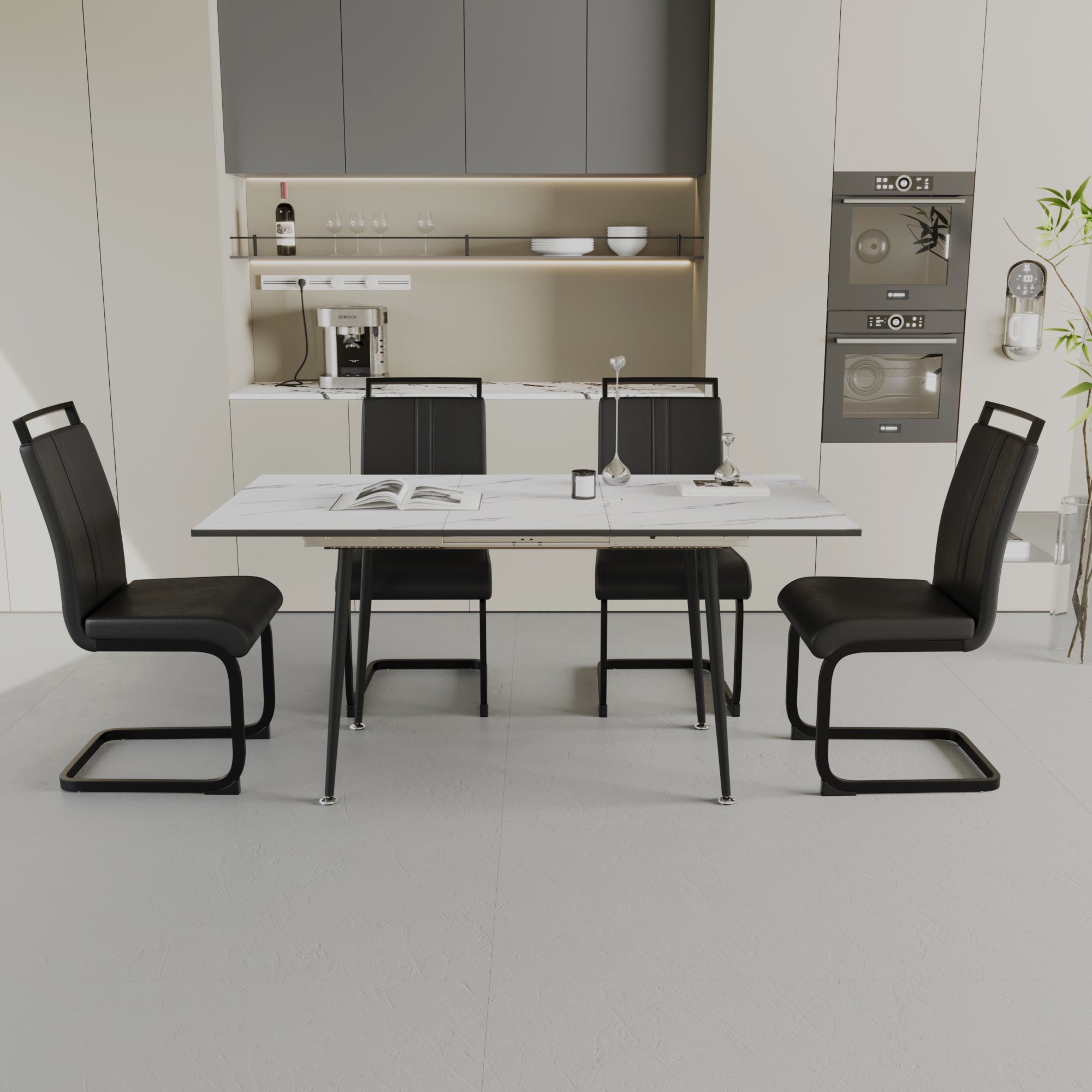 47"-63" Expandable Dining Table Set for 2-6
